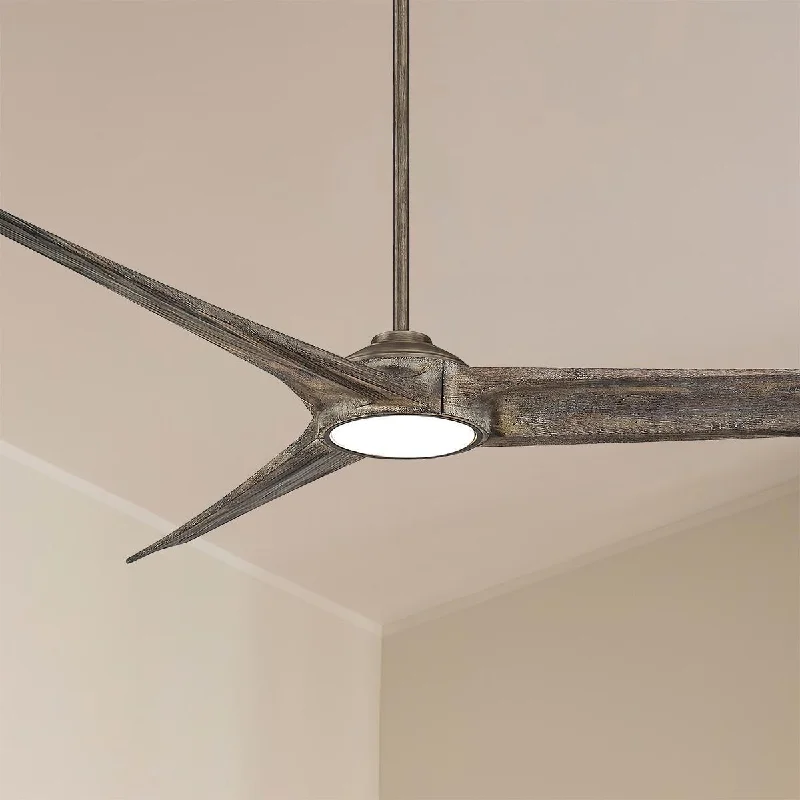 Waterproof Industrial Lighting for Wet AreasTimber LED 84" Large Ceiling Fan with Remote, Heirloom Bronze with Aged Boardwalk Blades