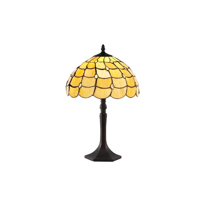 Track lighting with a chunky, bold designAero 1 Light Octagonal Table Lamp E27 With 30cm Tiffany Shade, Beige/Clear Crystal/Aged Antique Brass