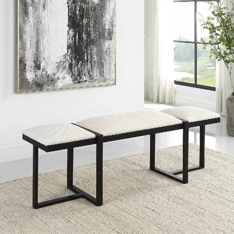 Track lighting with a brushed nickel finishTriple Cloud Bench
