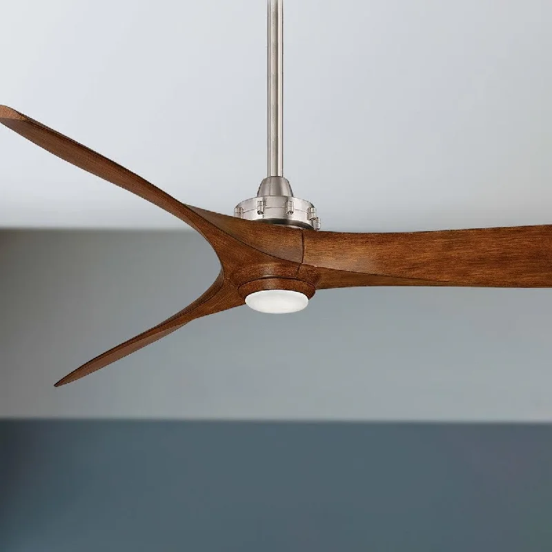 Industrial Lighting for Printing Press FacilitiesAviation 60" Brushed Nickel and Distressed Koa Ceiling Fan with Light and Remote