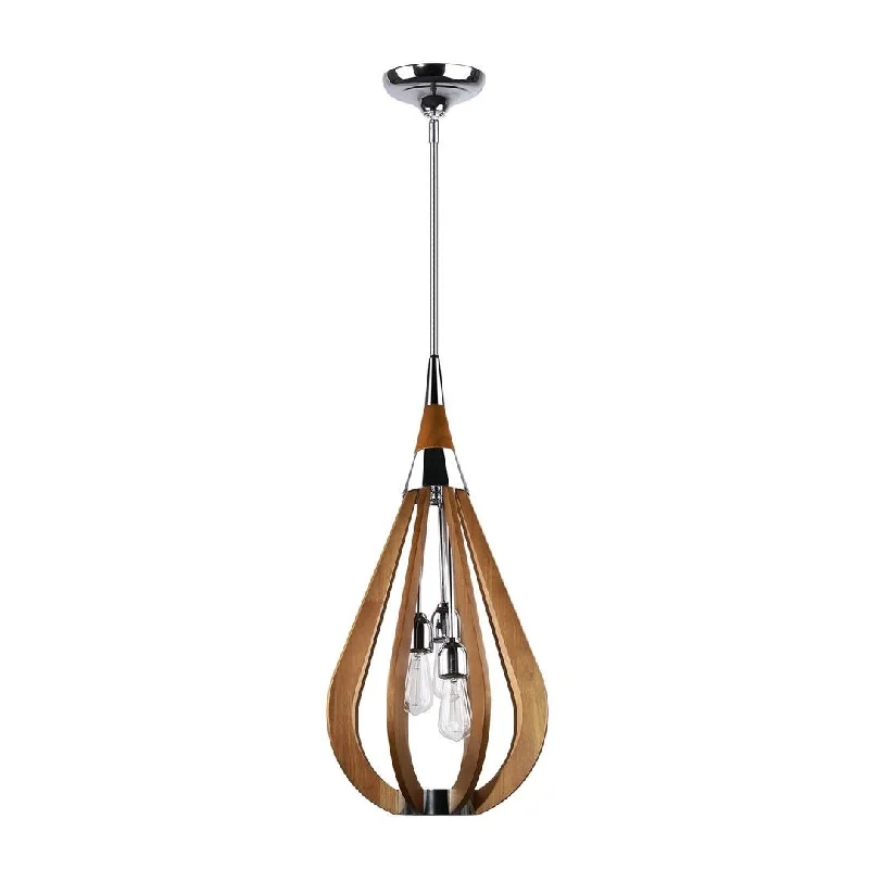 Chandeliers with Candle - Style Bulbs for a Classic AestheticChandeliers with Candle - Style Bulbs for a Classic AestheticBONITO 3-Light Dark Brown Timber Pendant Light with a tear drop shape