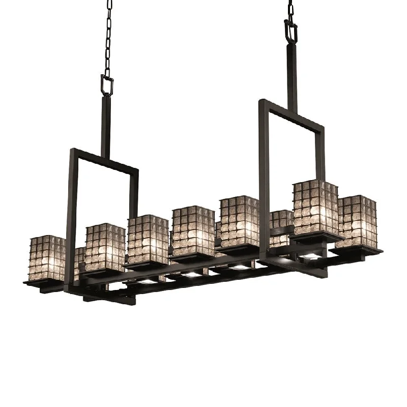 Ceiling - Mounted Chandeliers for Standard CeilingsCeiling - Mounted Chandeliers for Standard CeilingsJustice Design Wire Glass Montana Matte Black Bridge Chandelier (Tall), Grid with Clear Bubbles Shade
