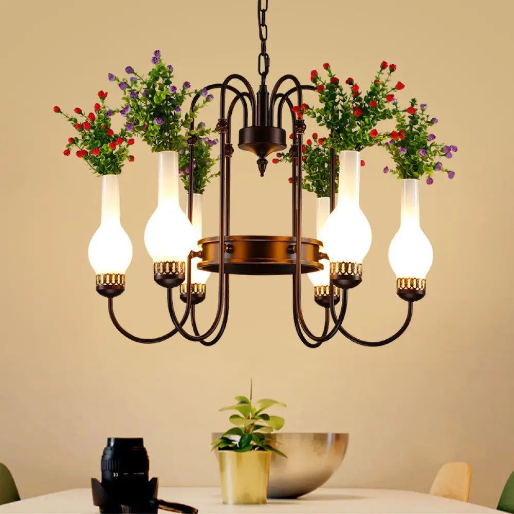 Chandeliers with Candle - Style Bulbs for a Classic AestheticChandeliers with Candle - Style Bulbs for a Classic AestheticBlack Loft Vase Chandelier with Opal Glass Pendants, 6-Light Fixture, and Artificial Plant Chandeliers with Candle - Style Bulbs for a Classic AestheticChandeliers with Candle - Style Bulbs for a Classic AestheticBlack Loft Vase Chandelier with Opal Glass Pendants, 6-Light Fixture, and Artificial Plant