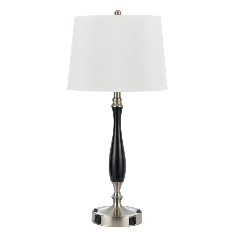 victorian style table lamps with ornate details for traditional homesvictorian style table lamps with ornate details for traditional homesBlack and Silvertone Brushed Steel 2-outlet Table Lamp