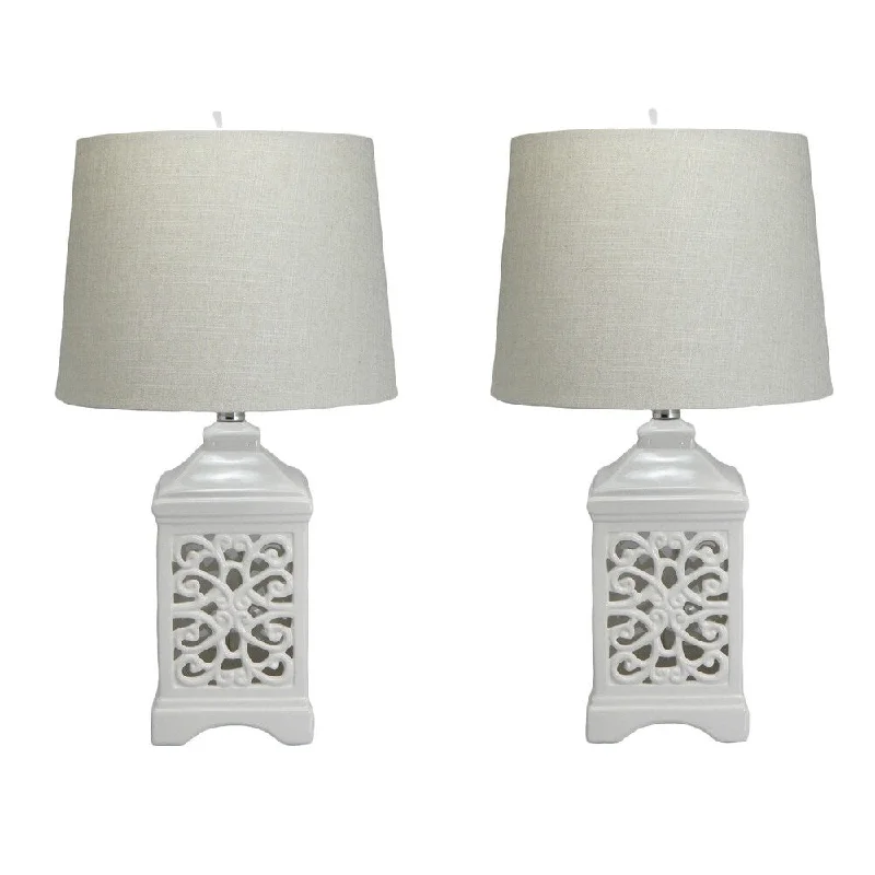 ceramic table lamps with hand painted designs for an artistic touchceramic table lamps with hand painted designs for an artistic touchDulce White 24-inch High Table Lamps (Set of 2)