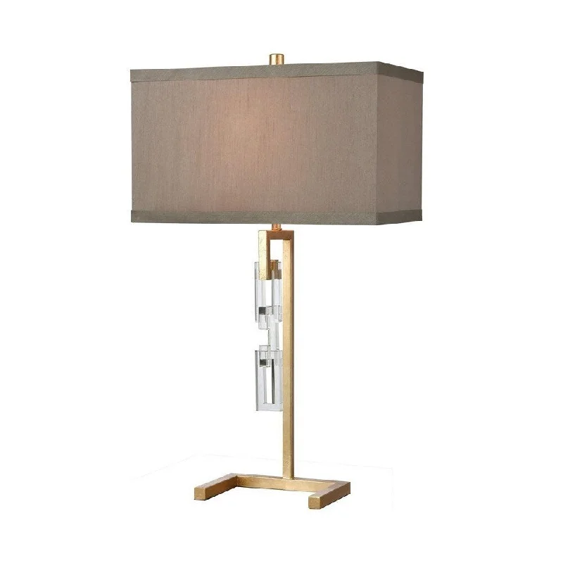 wooden table lamps with natural grain for a warm and organic feelwooden table lamps with natural grain for a warm and organic feelGardner Quay - 1 Light Table Lamp Gold Leaf/Clear Crystal/Clear Crystal Finish with Grey Faux Silk