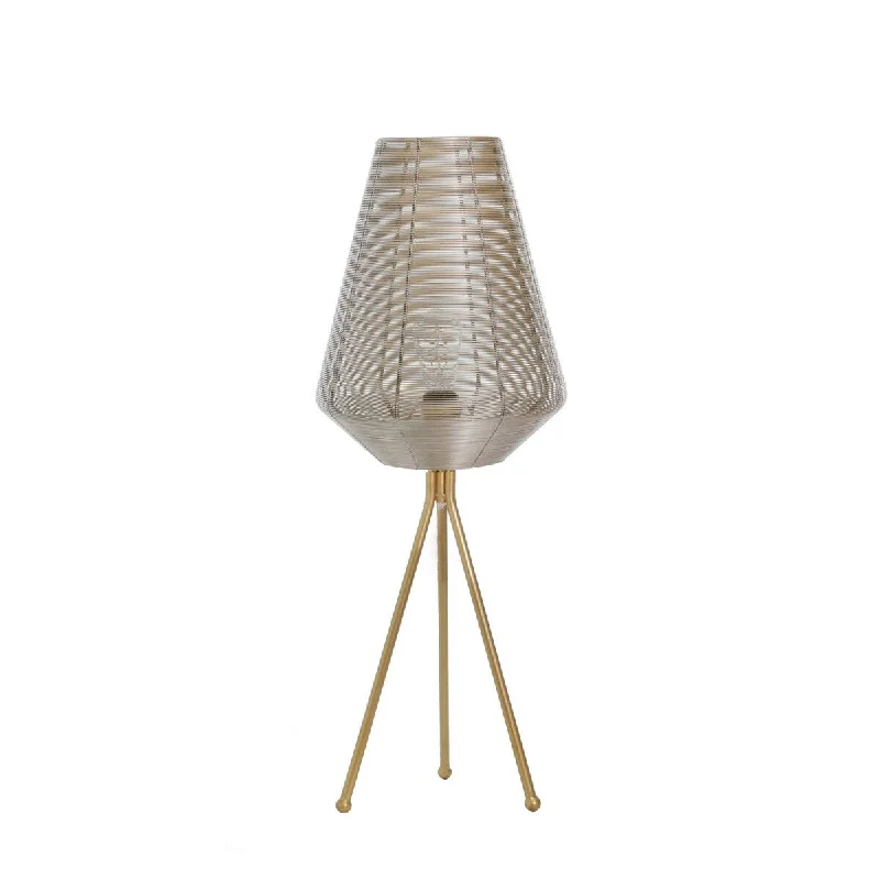 fabric table lamps with a linen shade for a relaxed and breathable lookfabric table lamps with a linen shade for a relaxed and breathable lookTable Lamp with Cage Design Shade and Tripod Legs, Gold and Taupe Brown