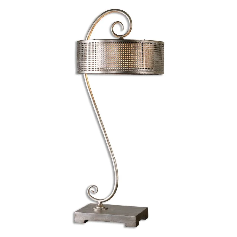 bohemian table lamps with colorful patterns for eclectic bedroomsbohemian table lamps with colorful patterns for eclectic bedroomsUttermost Dalou Scroll 2-light Silver Table Lamp - Champagne