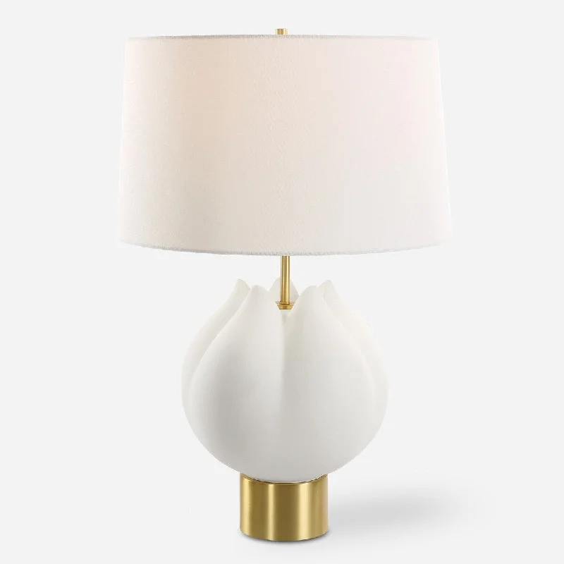 metal table lamps with a matte black finish for a sleek appearancemetal table lamps with a matte black finish for a sleek appearanceUttermost In Bloom White Table Lamp - 26"H, Shade 11"H x 18"Dia.